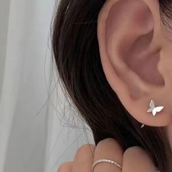 Mini Half Hoop Butterfly Hoops Zinc Alloy Sterling Plate - Picture 2 of 5